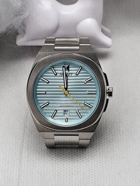 MVMT Odyssey Automatic Silver & Blue Striped Watch. #MVMT01